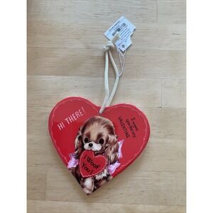 Vintage Inspired 4.5" Heart Shaped Valentines Day I Woof You Dog Ornament